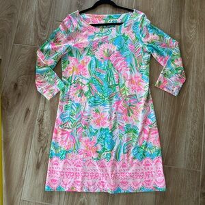Lilly Pulitzer Pibk & Blue Hollee Dress Lilly of the Jungle SZ. L Like New